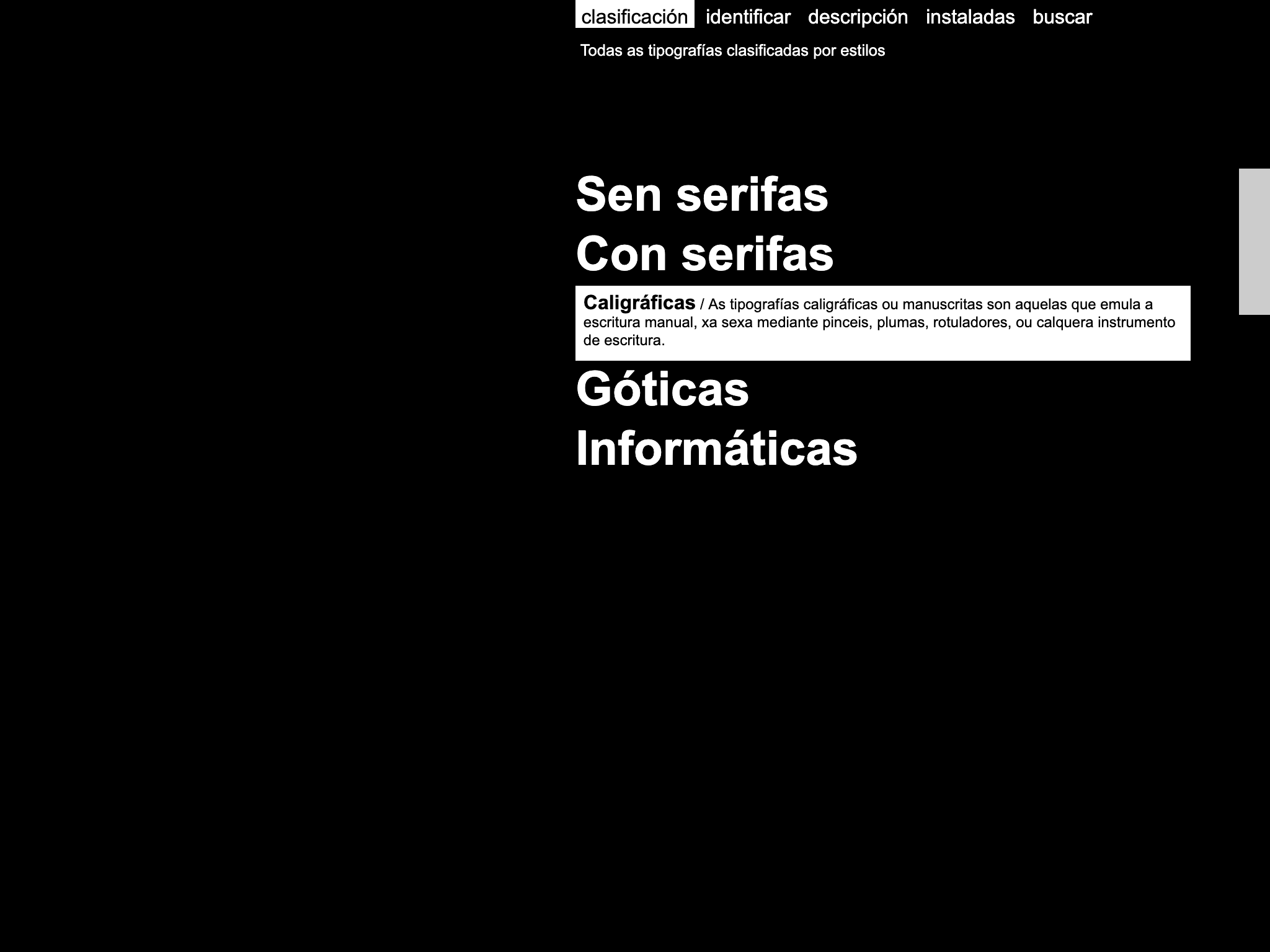 Pantalla de letrag v1: clasificación con hover